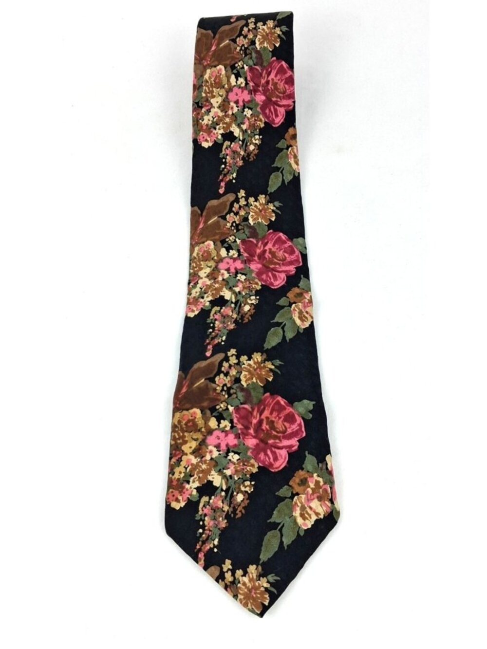 Guy Laroche Tie Mens Navy Blue Pink Floral Silk Made in USA Necktie